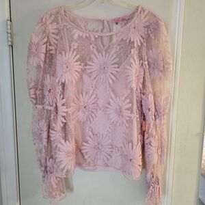 Floral Lace Pink Women's Top